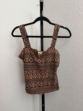 Express Black and Tan Aztec Print Crop Tank